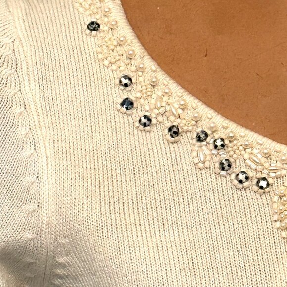 Lot 2 Vintage Y2K Womens Top Sweater XS / Petite Beaded Blouse Fairy Knit - Picture 7 of 16